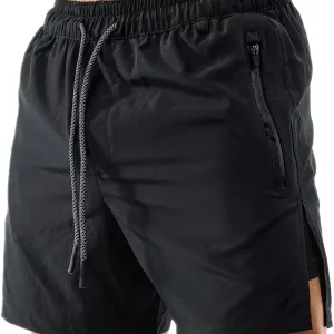 Shorts de doble capa 2 en 1 con bolsillo interior con cremallera