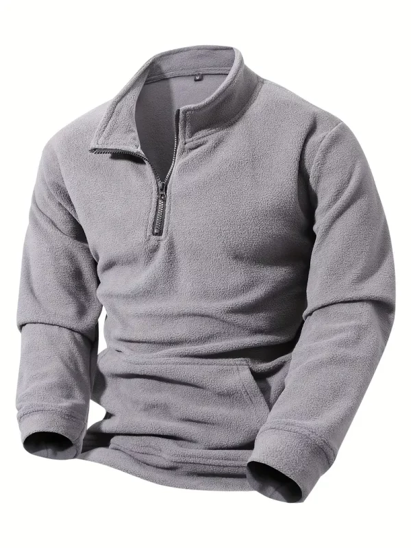 Sudadera para hombre de color sólido con media cremallura