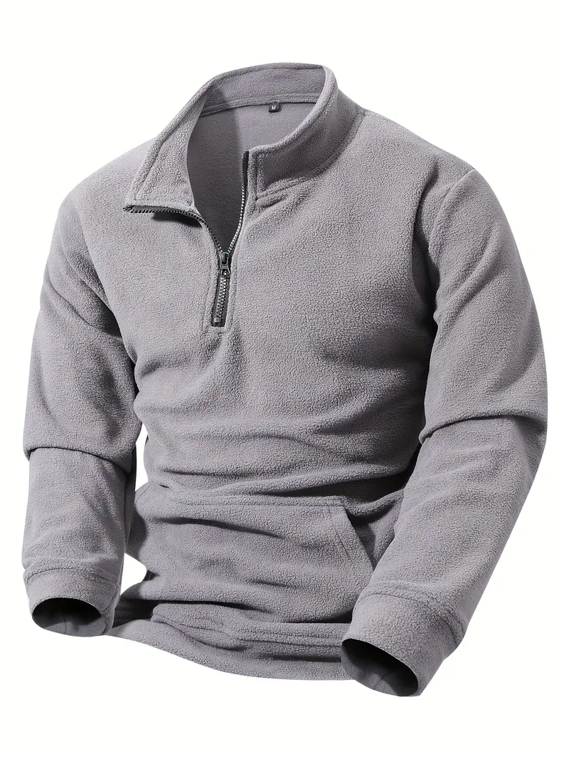 Sudadera para hombre de color sólido con media cremallura