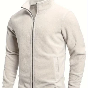 Sudadera con capucha y cremallera de color oliva para hombre