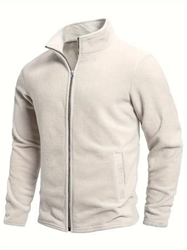 Sudadera con capucha y cremallera de color oliva para hombre